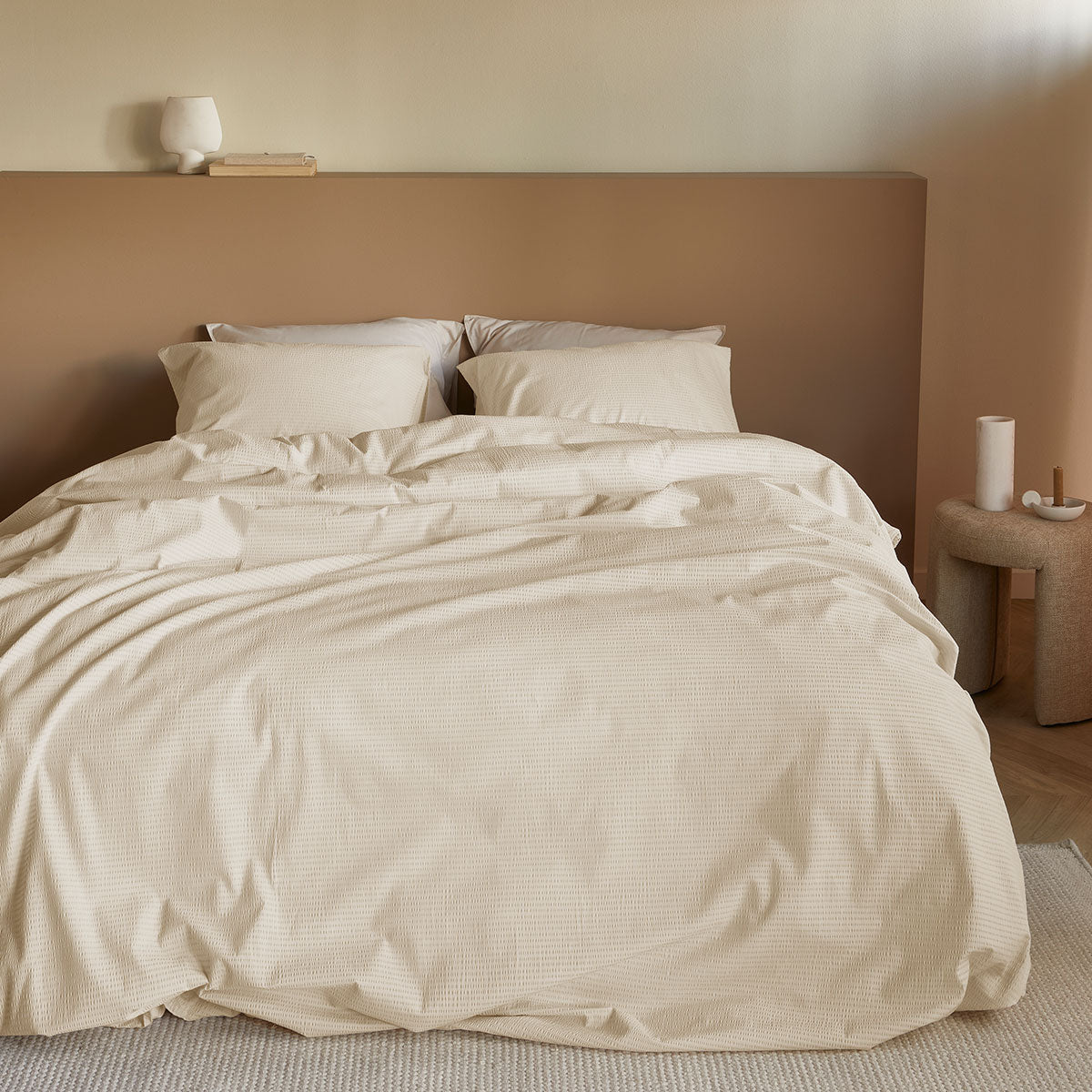 Bedding House Summer Seersucker Queen Quilt Cover Set – Sand