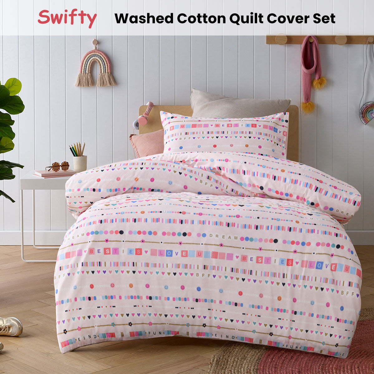 Happy Kids Swifty Cotton Quilt Cover Set – Double