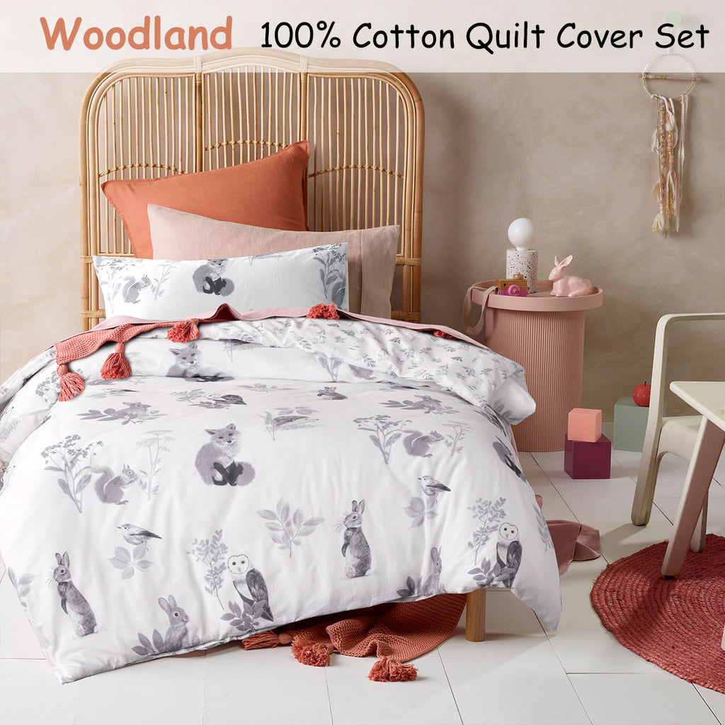 Happy Kids Woodland Cotton Quilt Cover Set – Single
