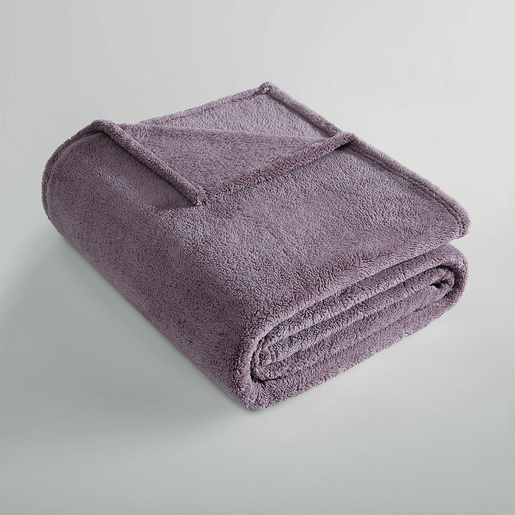 Ardor Teddy Polyester Fleece Blanket – Mauve, 240 × 245 cm