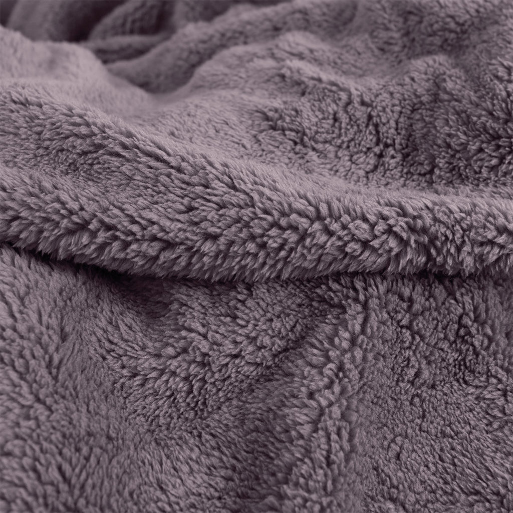 Ardor Teddy Polyester Fleece Blanket – Mauve, 240 × 245 cm