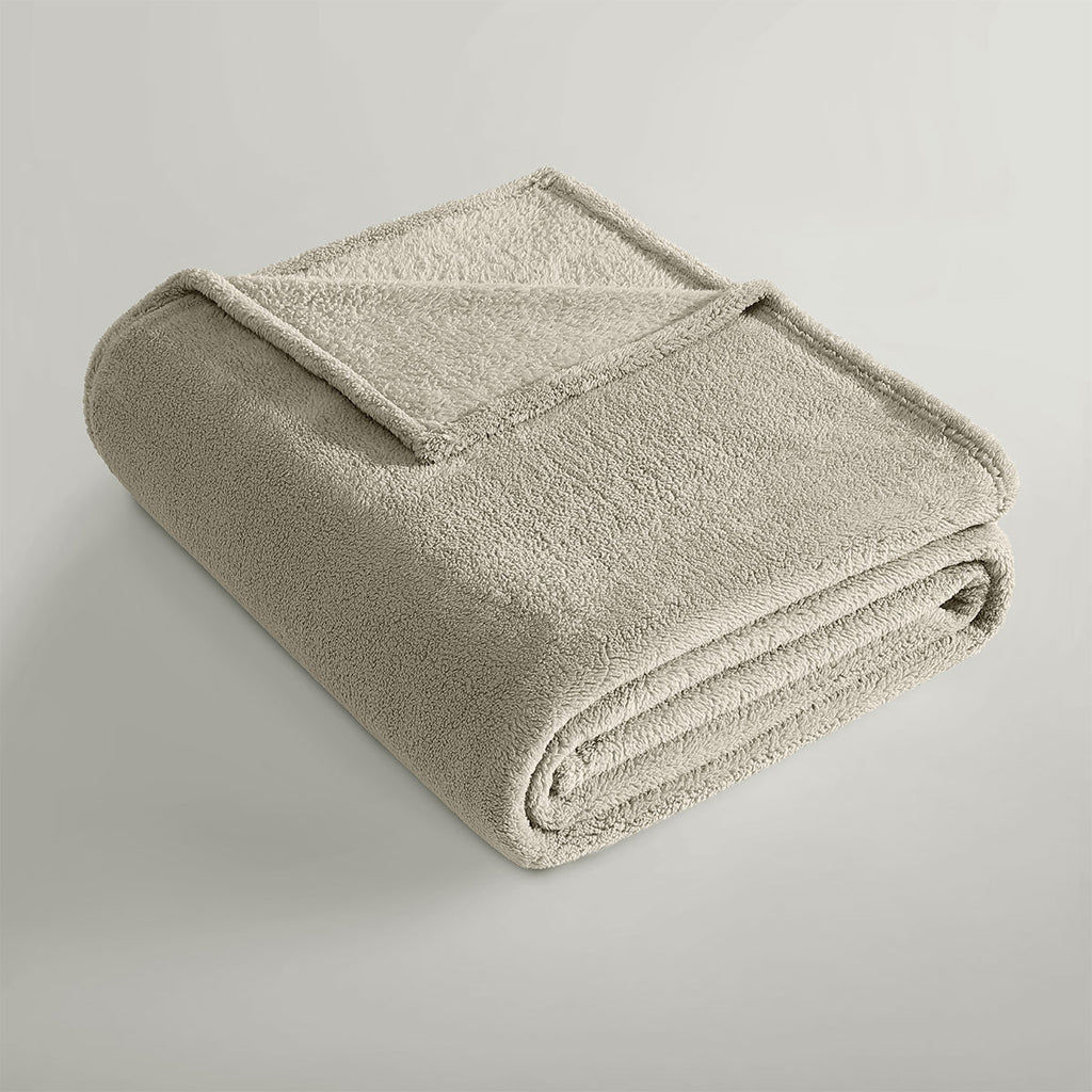 Ardor Teddy Polyester Fleece Blanket – Natural, 240 × 245 cm