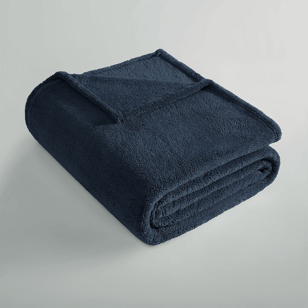 Ardor Teddy Polyester Fleece Blanket – Navy, 240 × 245 cm