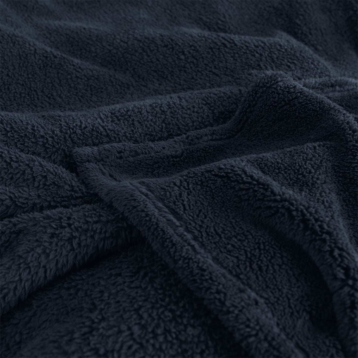 Ardor Teddy Polyester Fleece Blanket – Navy, 240 × 245 cm
