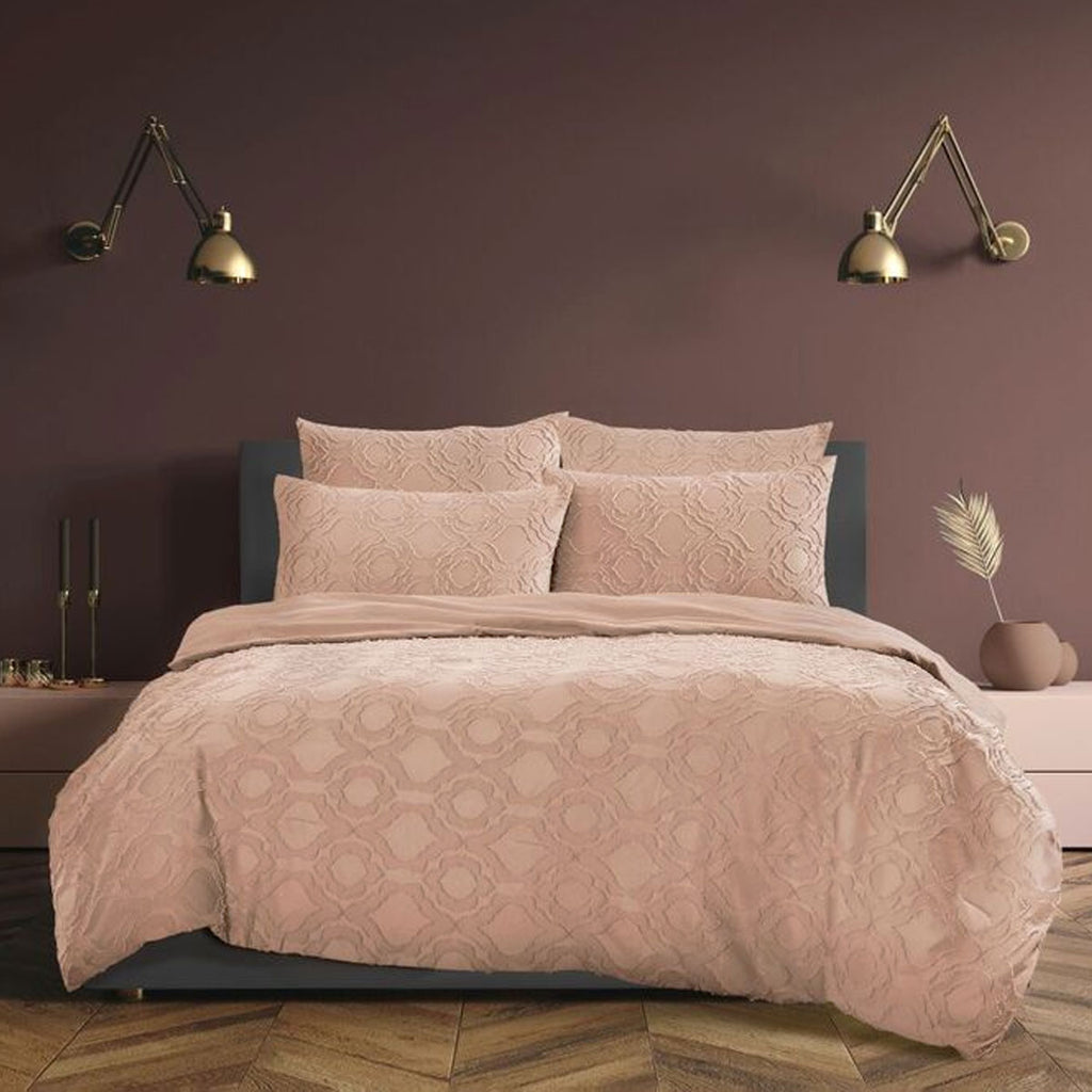 Ardor Millicent Tufted Polyester Comforter Set – Peach, Queen, 5 Piece