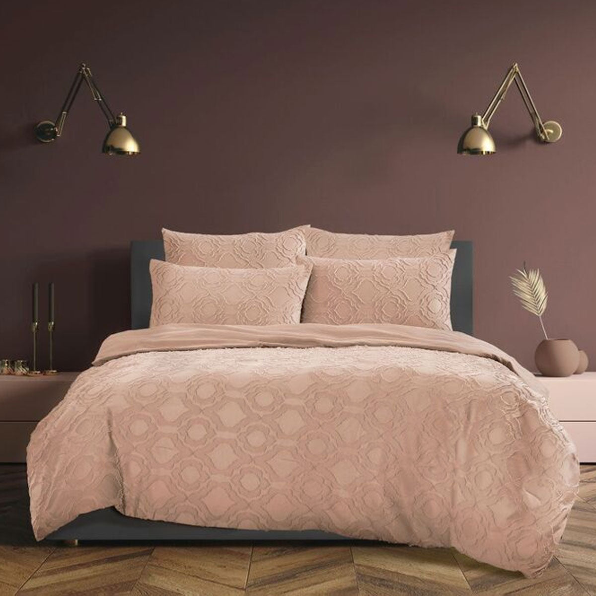 Ardor Millicent Tufted Polyester Comforter Set – Peach, Queen, 5 Piece