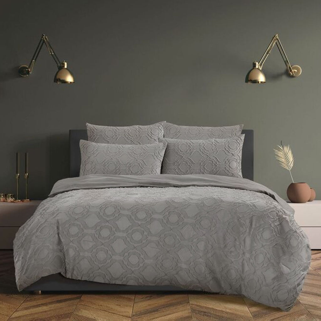 Ardor Millicent Tufted Polyester Comforter Set – Storm Grey, Queen, 5 Piece