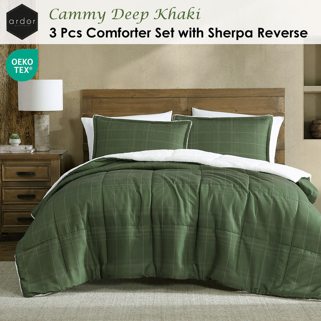 Ardor Cammy Sherpa-Reverse Polyester Comforter Set – Queen/King, 3 Piece