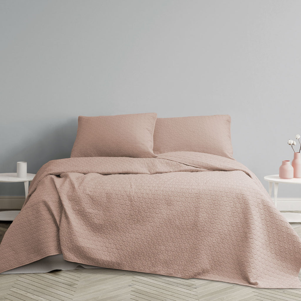 Ardor Chloe Quilted Microfiber Coverlet Set – Powder Pink, Queen/King