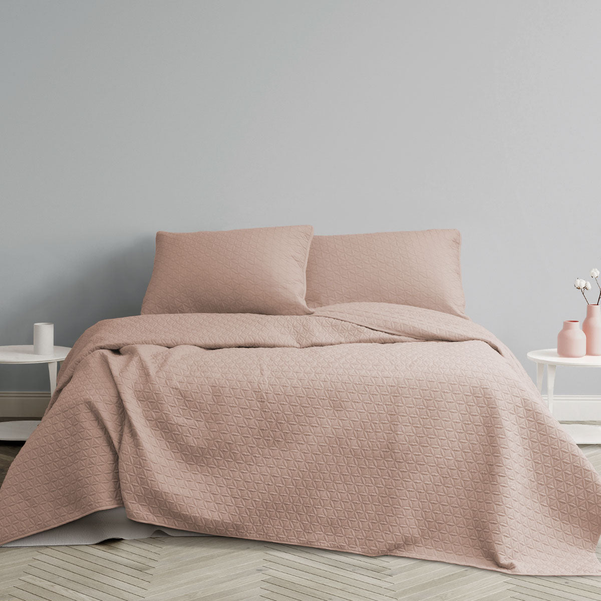 Ardor Chloe Quilted Microfiber Coverlet Set – Powder Pink, Queen/King