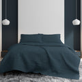 Ardor Finley Quilted Microfiber Coverlet Set – Navy, Queen/King