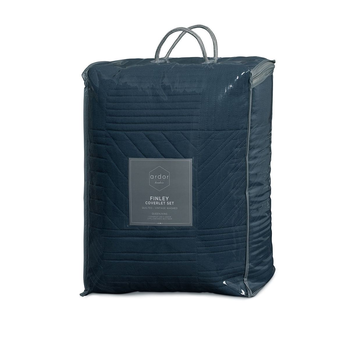 Ardor Finley Quilted Microfiber Coverlet Set – Navy, Queen/King