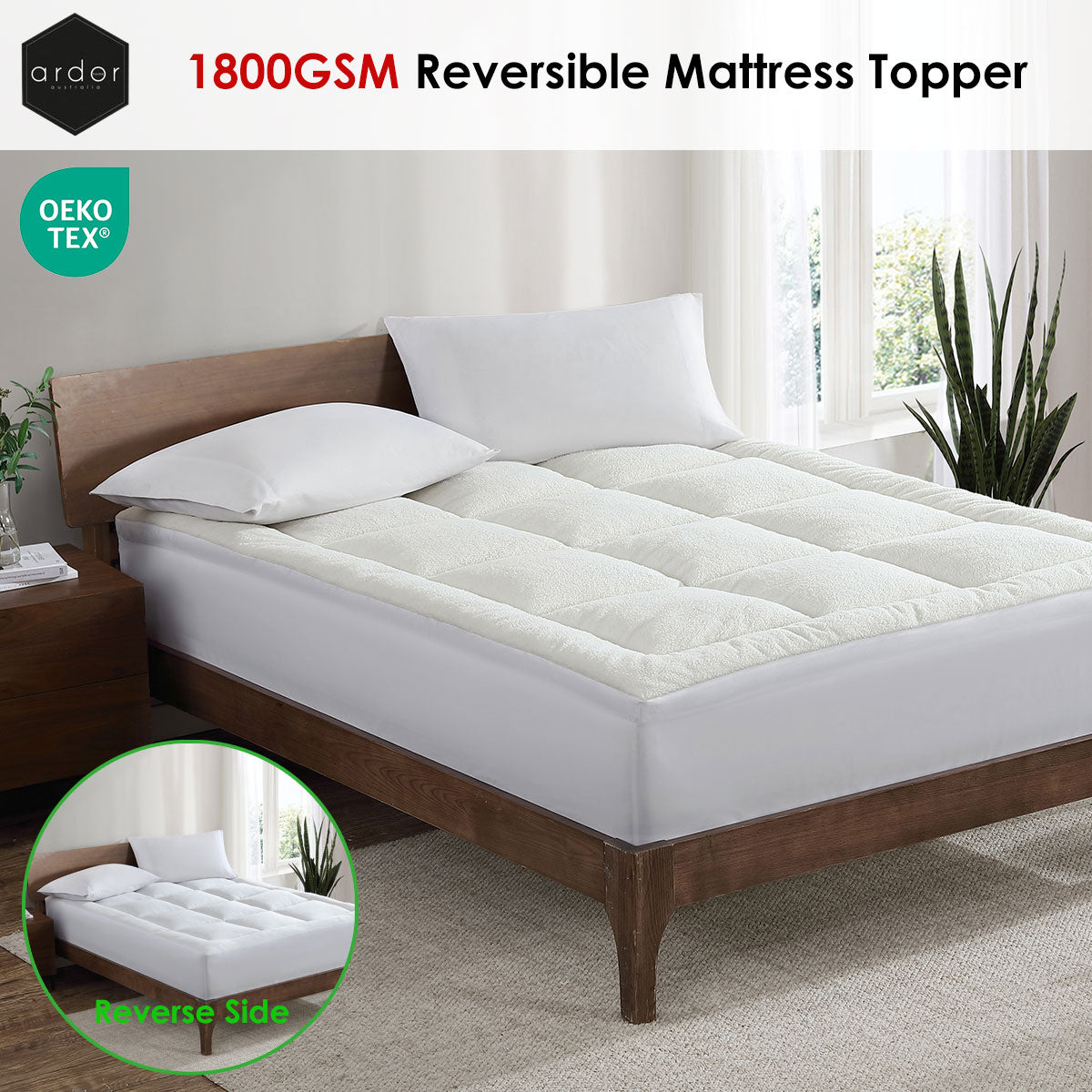 Ardor Reversible 1800 GSM Microfibre Mattress Topper – Queen