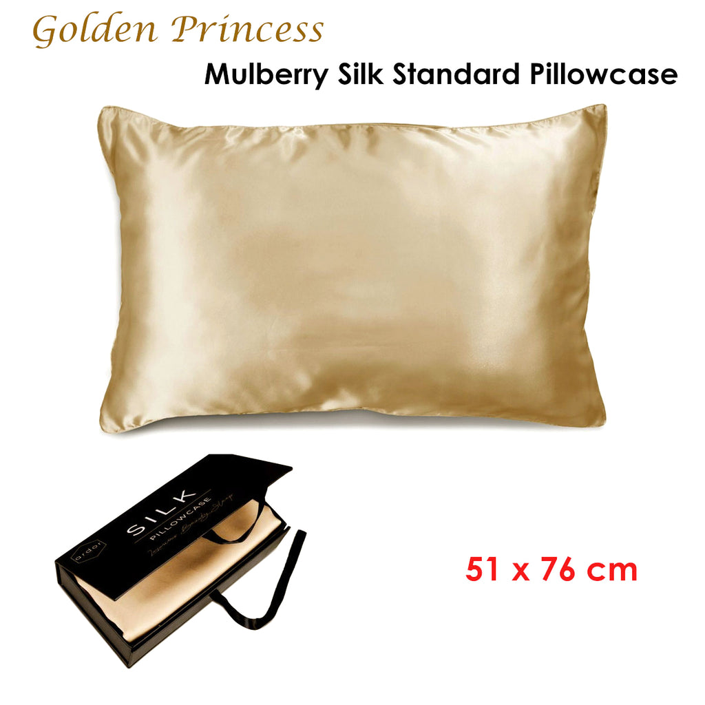 Ardor Mulberry Silk-Front Standard Pillowcase – Golden Princess, 51 × 76 cm