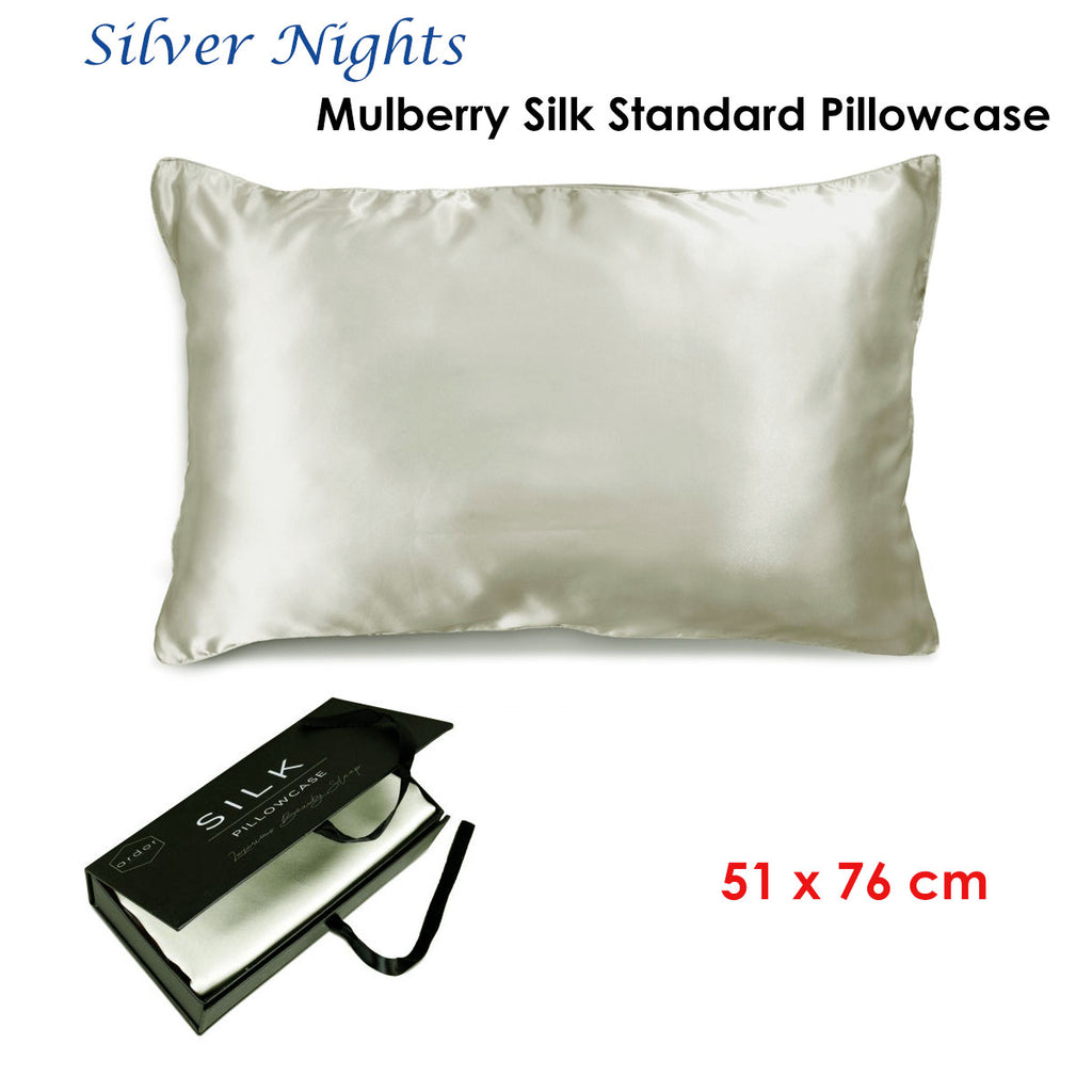 Ardor Mulberry Silk-Front Standard Pillowcase – Silver Nights, 51 × 76 cm