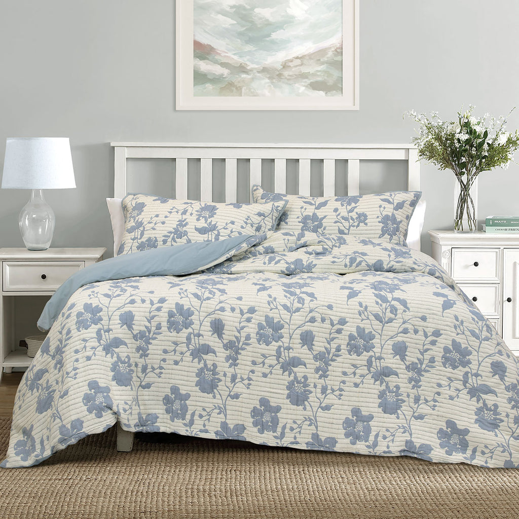 Algodon Abigail Lightly Quilted Cotton Jacquard Quilt Cover Set – King