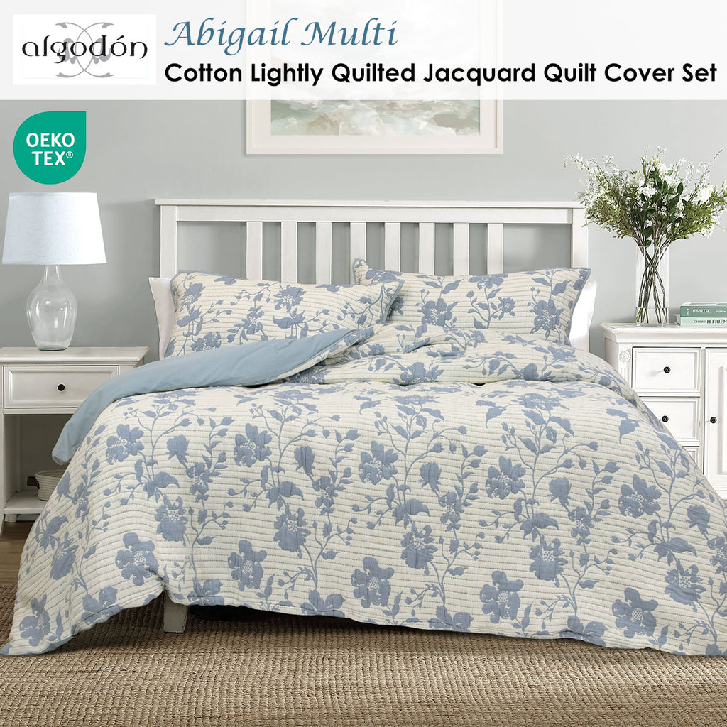 Algodon Abigail Lightly Quilted Cotton Jacquard Quilt Cover Set – King