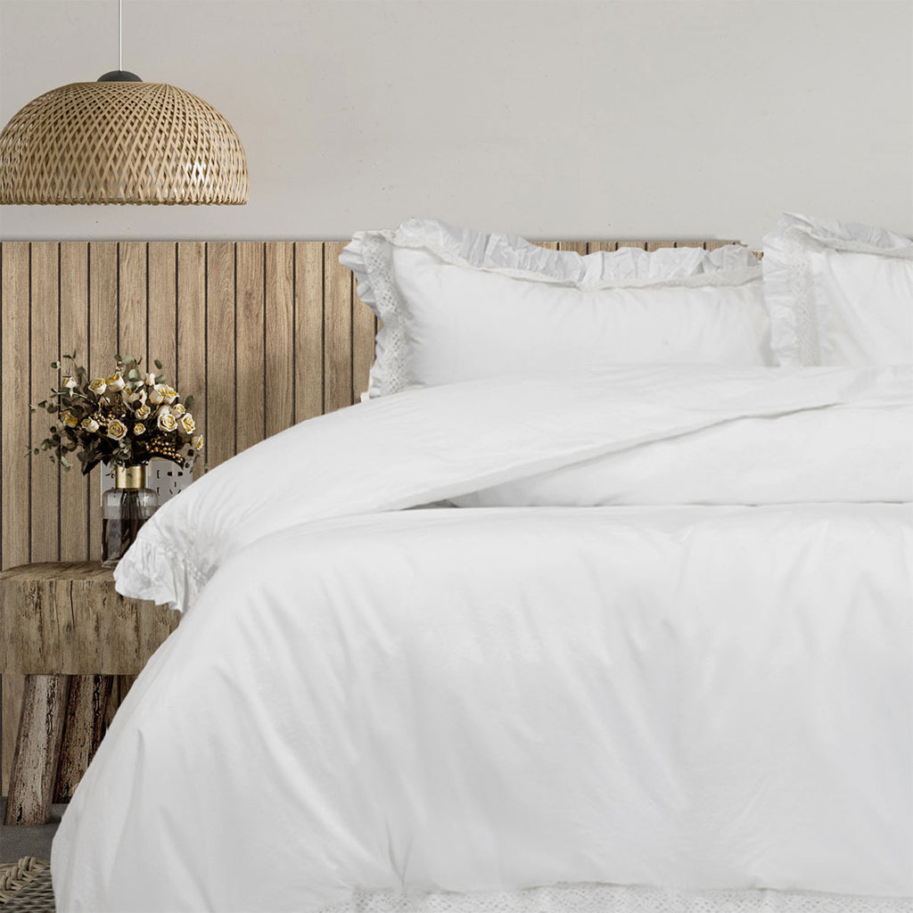 Algodon Adele Cotton Ruffle Quilt Cover Set – White, King
