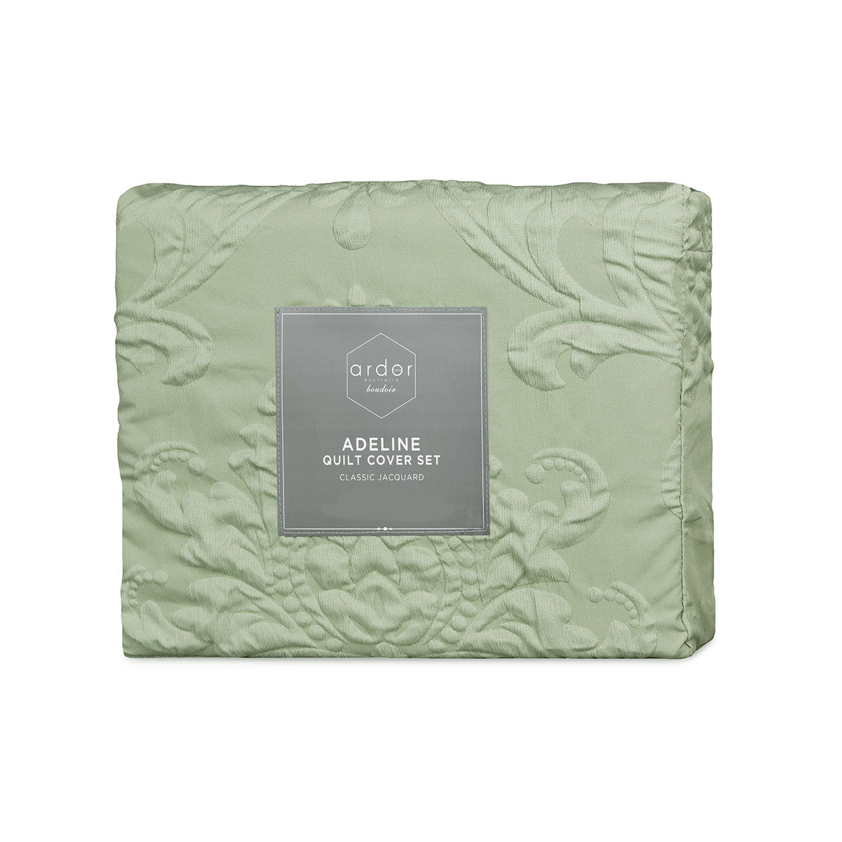 Ardor Adeline Jacquard Damask Quilt Cover Set – Sage, King