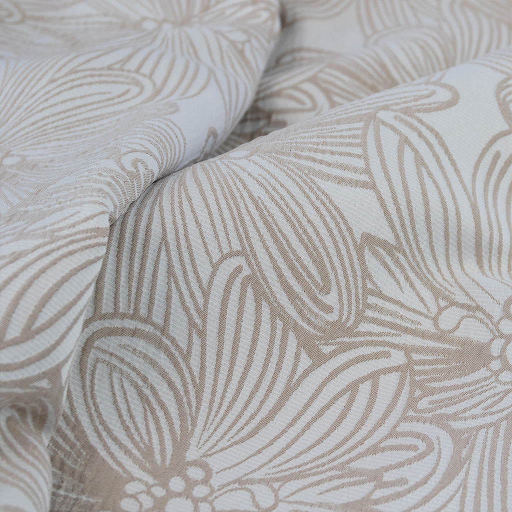 Ardor Avena Floral Jacquard Quilt Cover Set – Almond and White, King