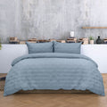 Ardor Carter Embossed Geometric Lightly Padded Quilt Cover Set – Mineral Blue, King