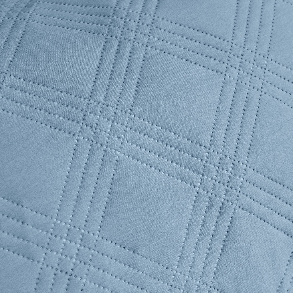 Ardor Carter Embossed Geometric Lightly Padded Quilt Cover Set – Mineral Blue, King