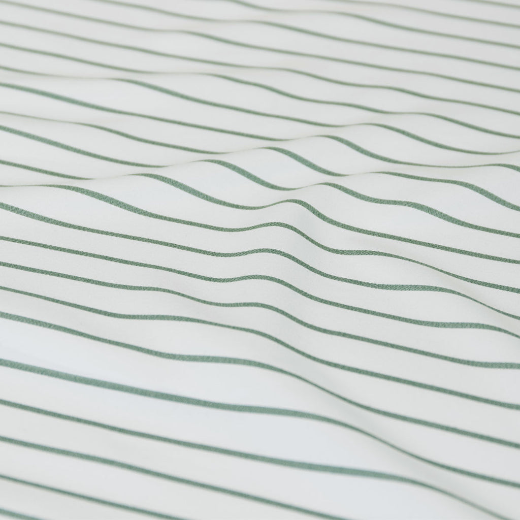 Ardor Frankie Reversible Yarn-Dyed Stripe Quilt Cover Set – Sage and White, Queen
