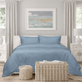 Algodon Romy Cotton Botanical Jacquard Quilt Cover Set – Blue, King