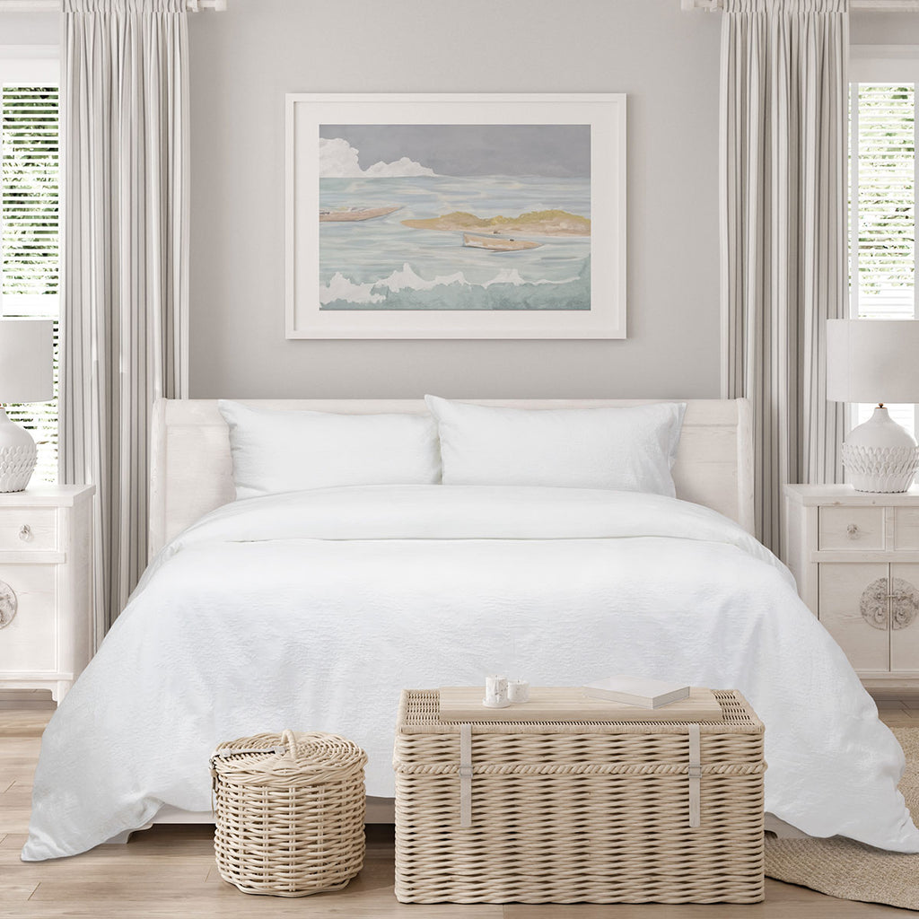 Algodon Romy Cotton Botanical Jacquard Quilt Cover Set – White, King
