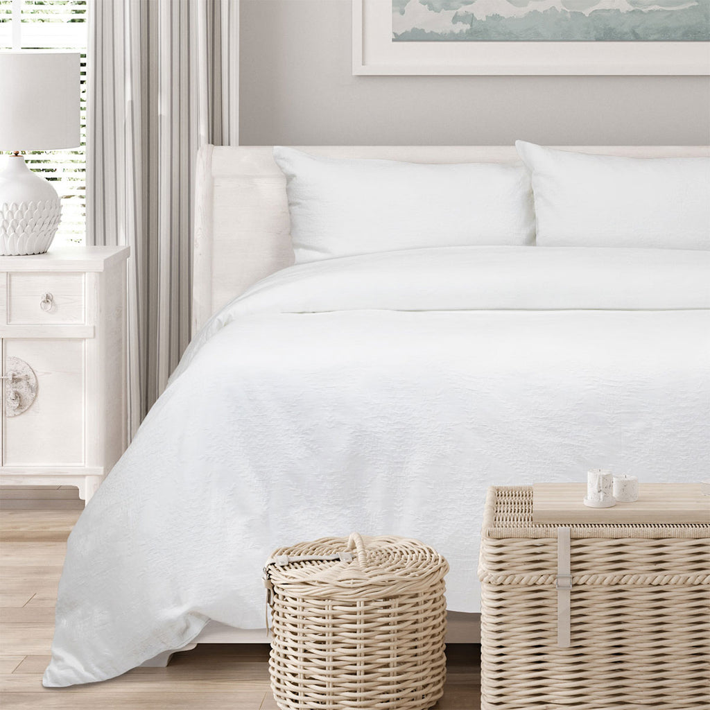 Algodon Romy Cotton Botanical Jacquard Quilt Cover Set – White, King