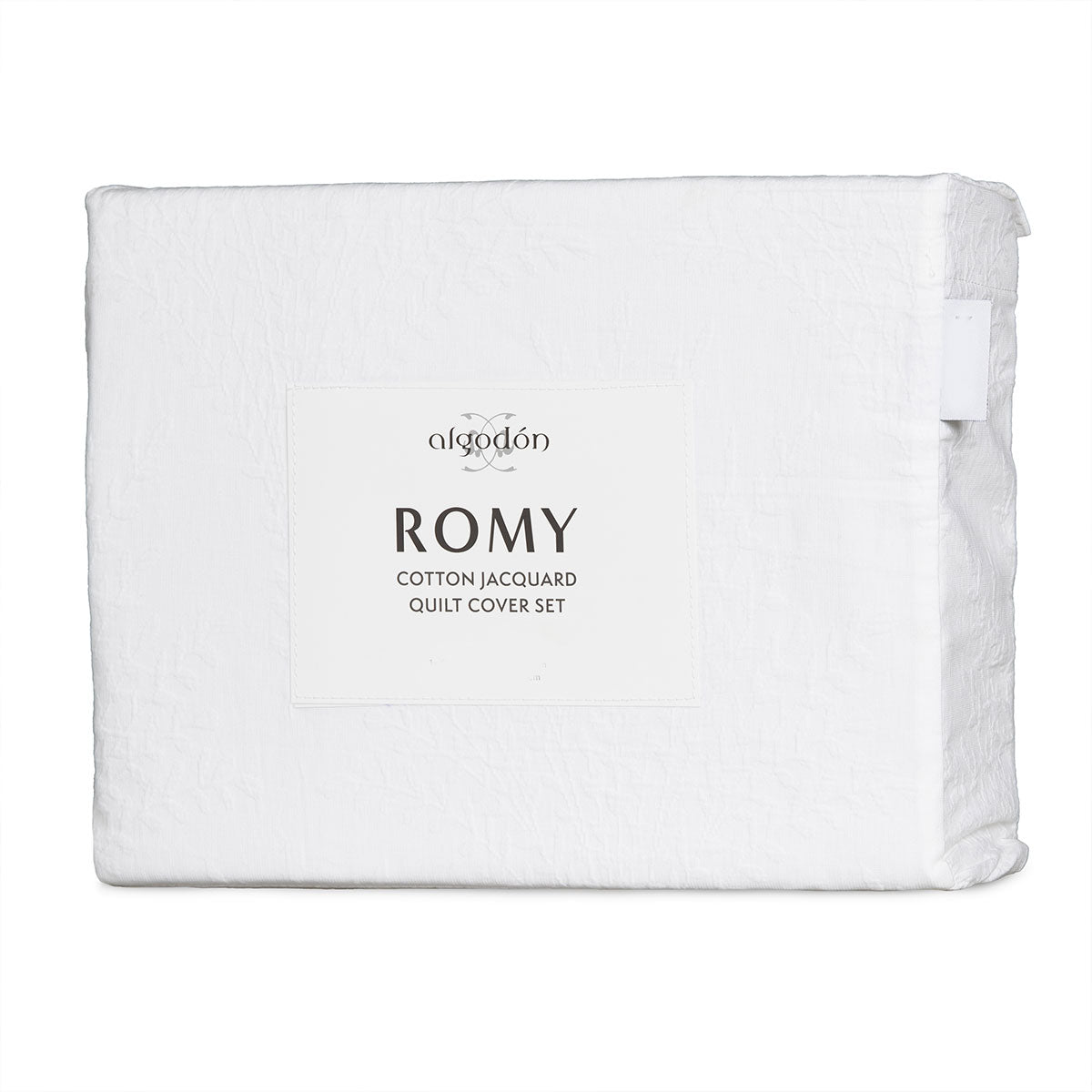 Algodon Romy Cotton Botanical Jacquard Quilt Cover Set – White, King