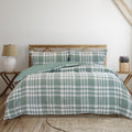 Ardor Ronan Plaid Jacquard Quilt Cover Set – Green and White, King
