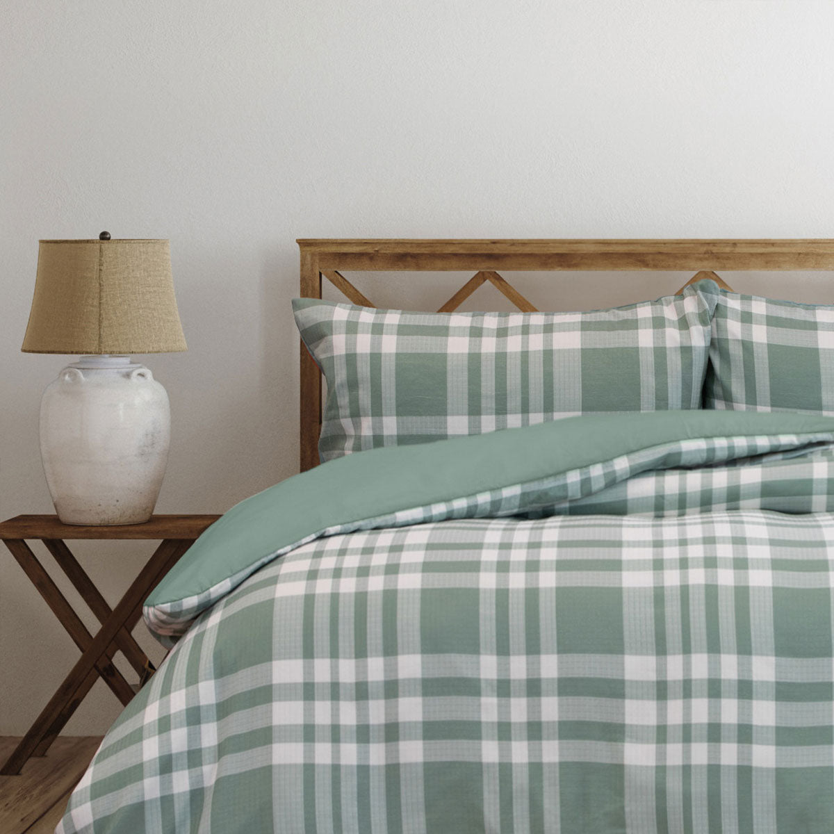 Ardor Ronan Plaid Jacquard Quilt Cover Set – Green and White, King