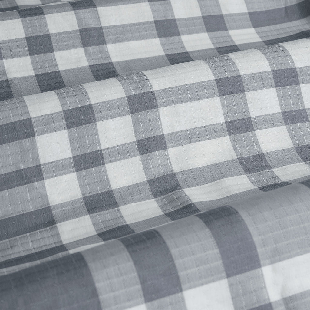 Ardor Ronan Plaid Jacquard Quilt Cover Set – Grey and White, Queen