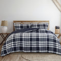 Ardor Ronan Plaid Jacquard Quilt Cover Set – Navy and White, King