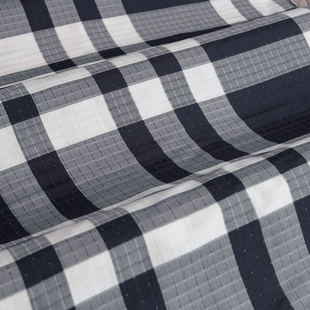 Ardor Ronan Plaid Jacquard Quilt Cover Set – Navy and White, King