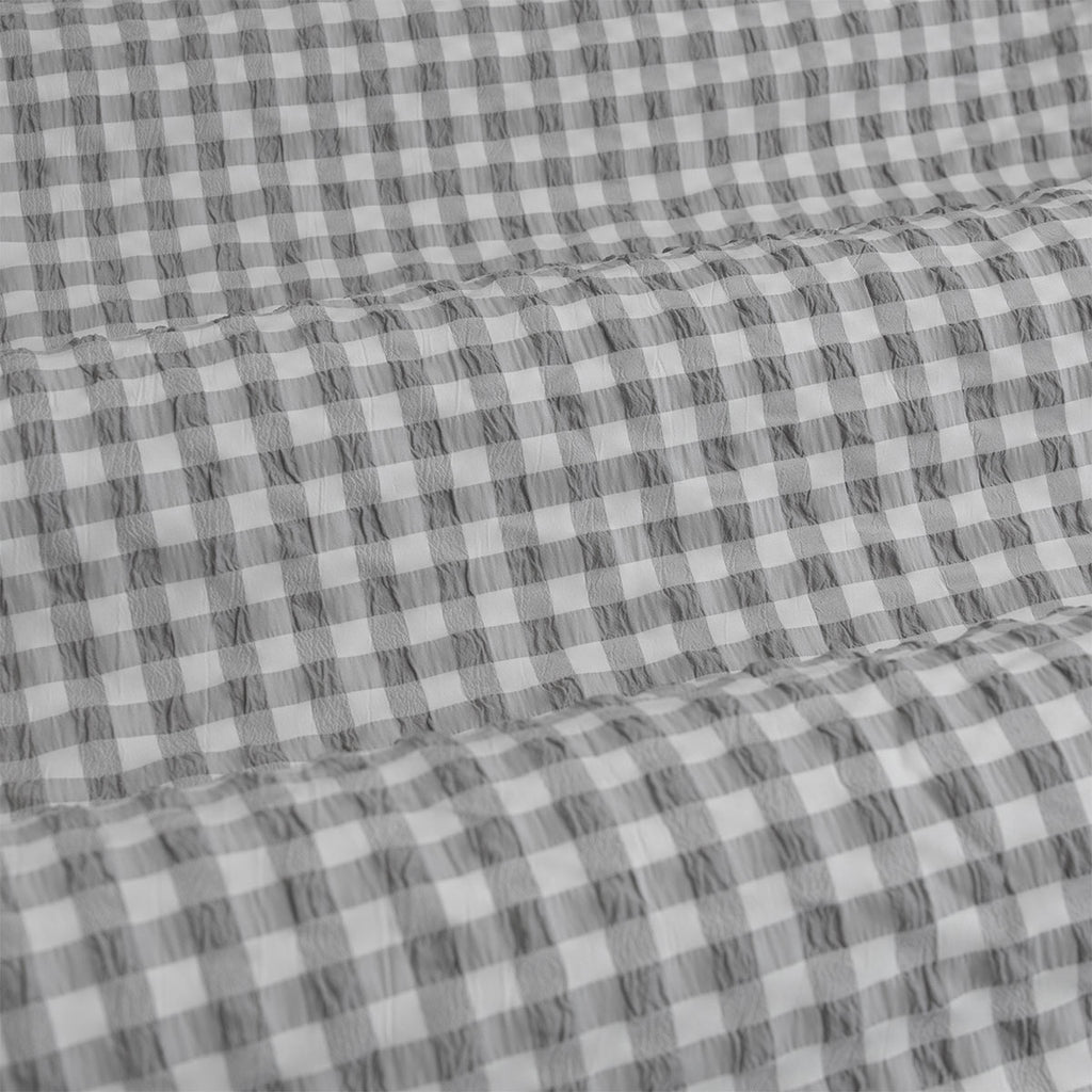 Ardor Rowe Gingham Seersucker Quilt Cover Set – Grey and White, Queen