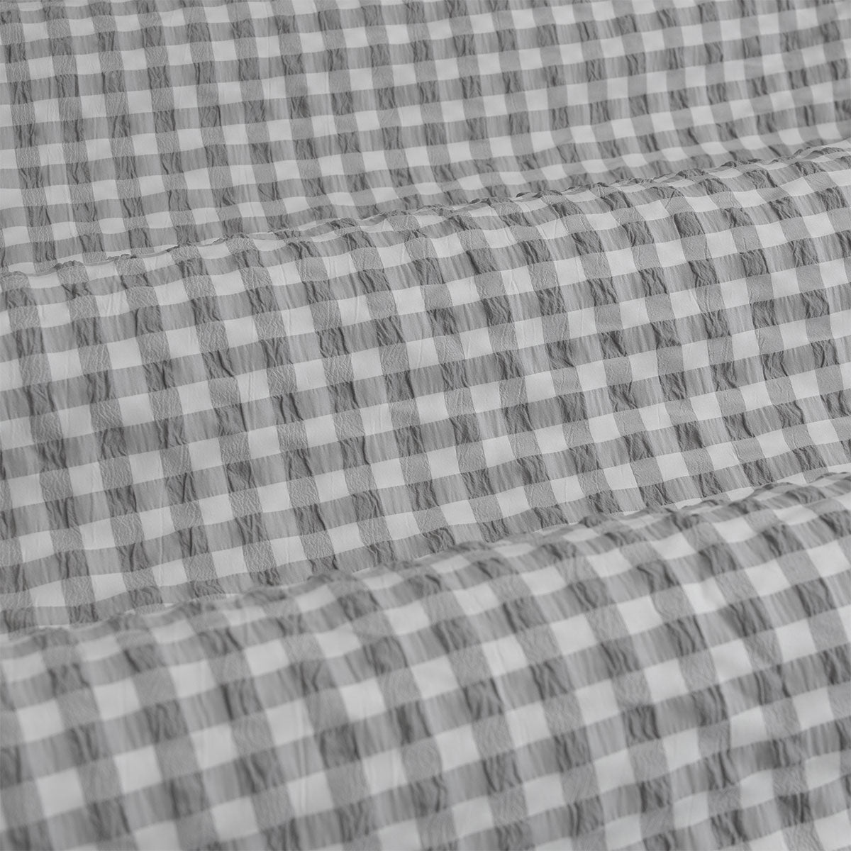 Ardor Rowe Gingham Seersucker Quilt Cover Set – Grey and White, Queen