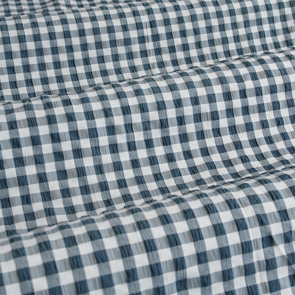 Ardor Rowe Gingham Seersucker Quilt Cover Set – Teal and White, King
