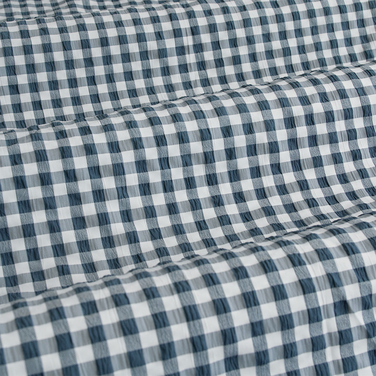 Ardor Rowe Gingham Seersucker Quilt Cover Set – Teal and White, King