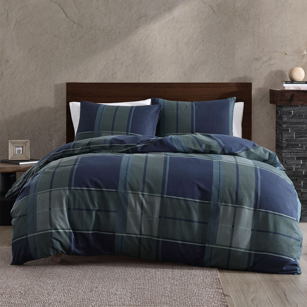 Ardor Sommers Cotton Flannelette Plaid Quilt Cover Set – Dark Khaki, King
