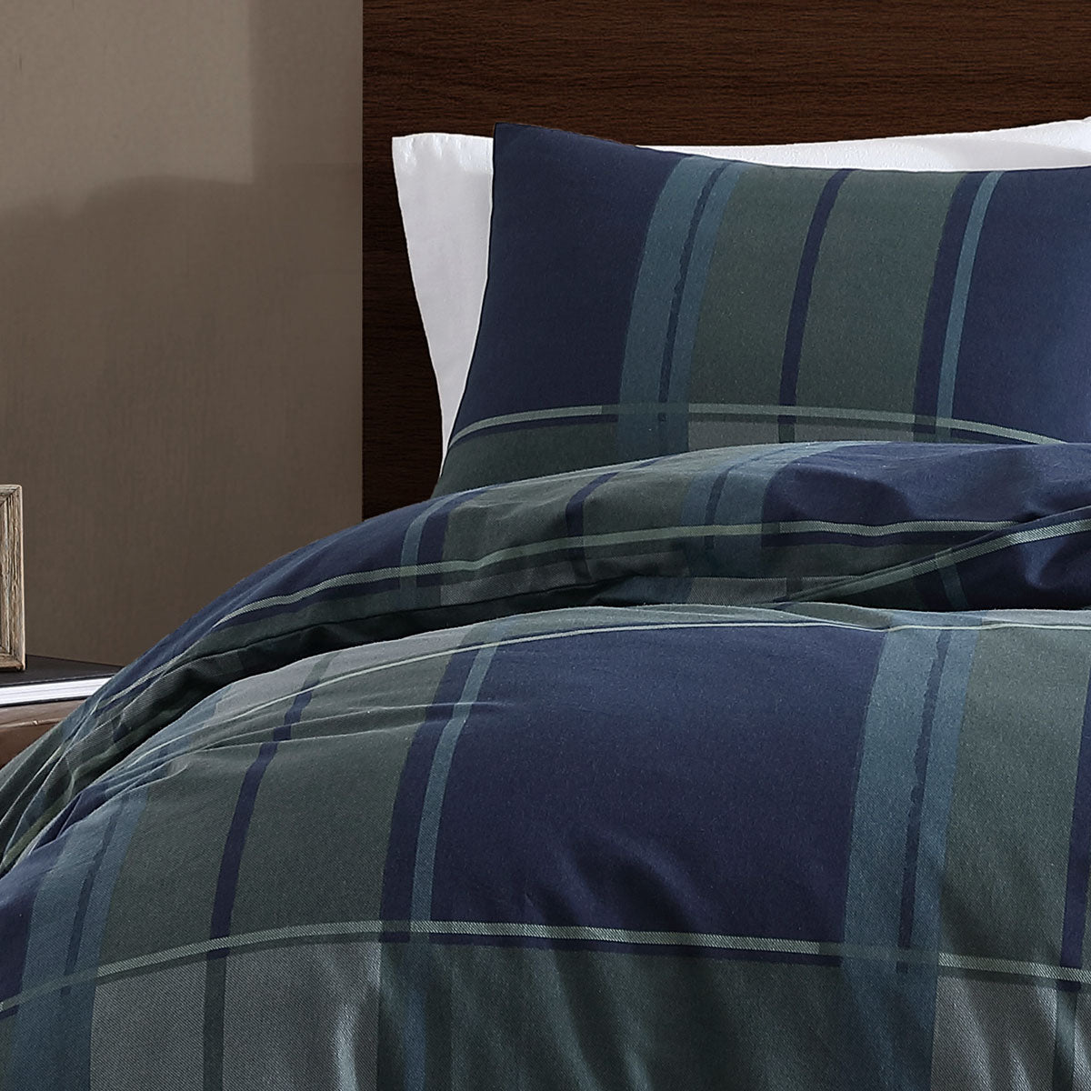 Ardor Sommers Cotton Flannelette Plaid Quilt Cover Set – Dark Khaki, Queen