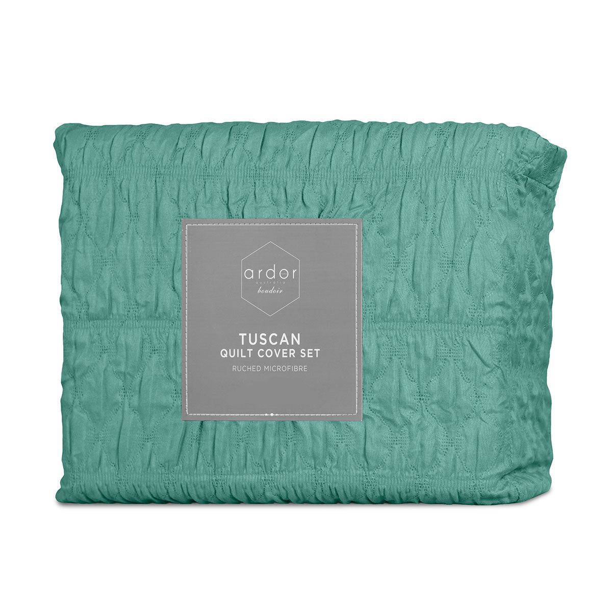 Ardor Tuscan Ruched Quilt Cover Set – Teal, King