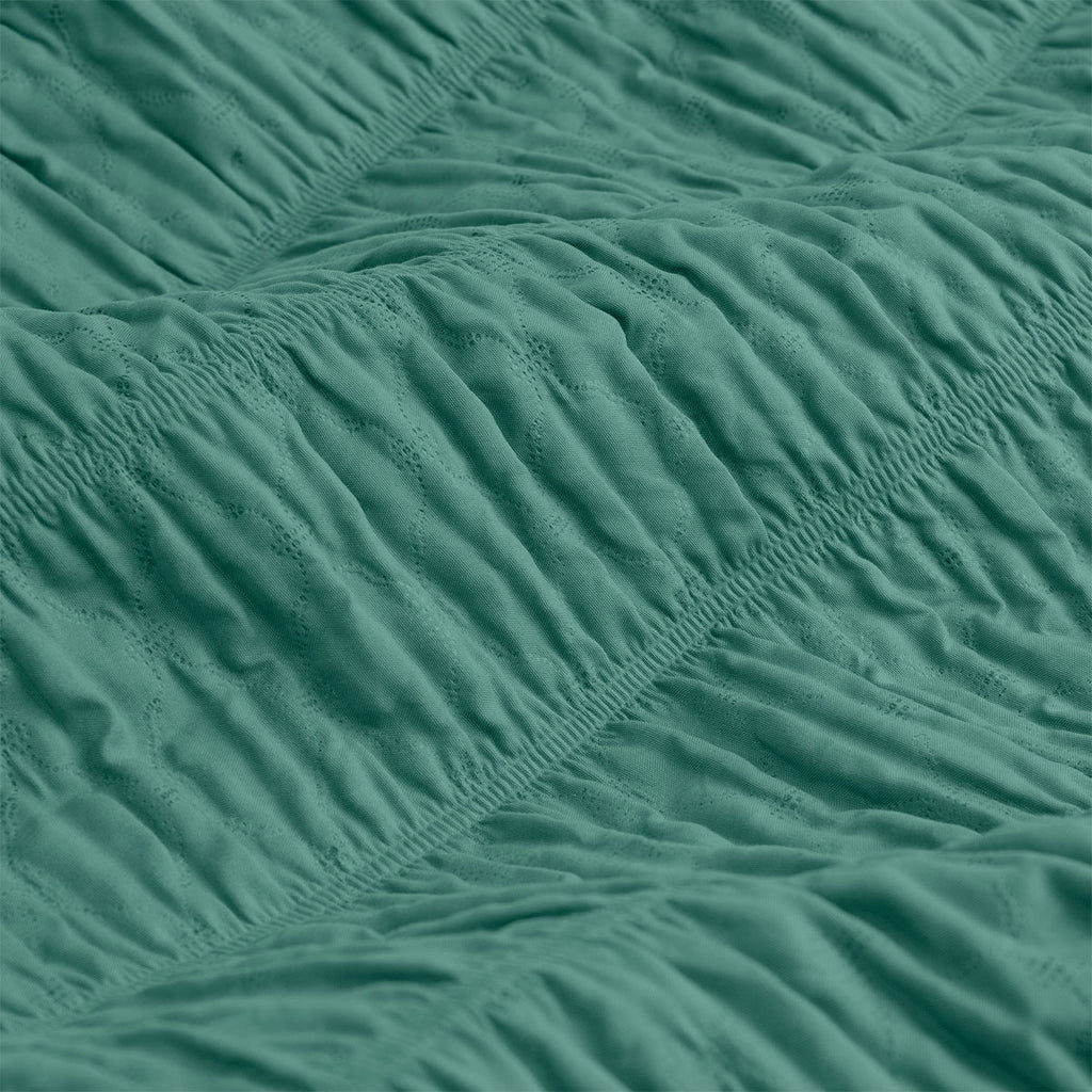 Ardor Tuscan Ruched Quilt Cover Set – Teal, Queen