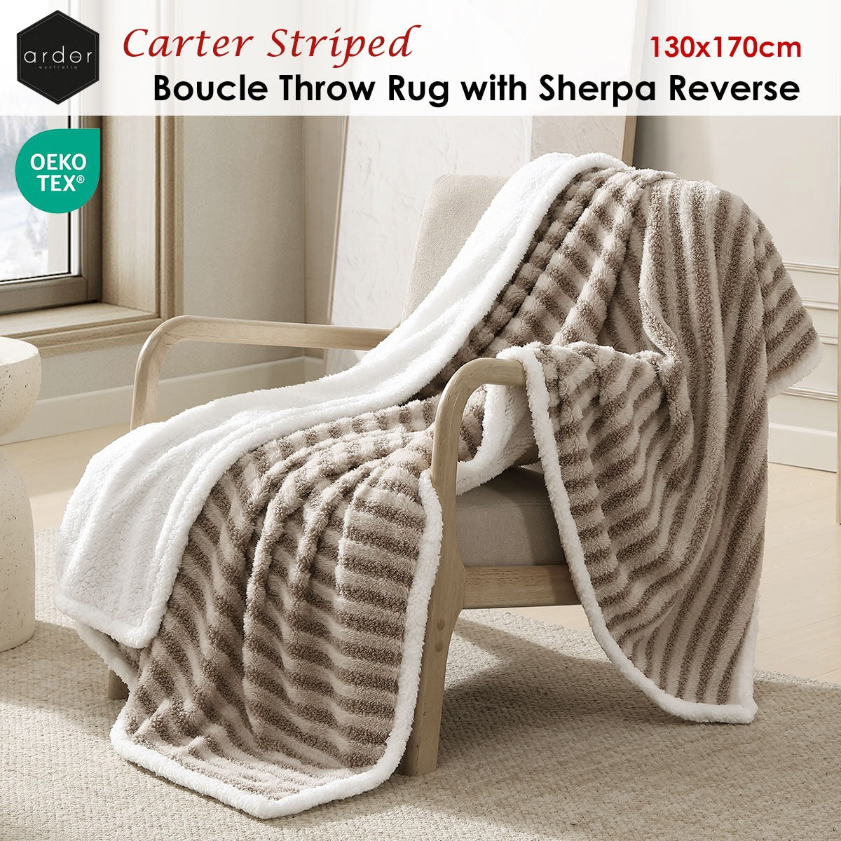 Ardor Carter Bouclé Throw with Sherpa Reverse – 130 × 170 cm