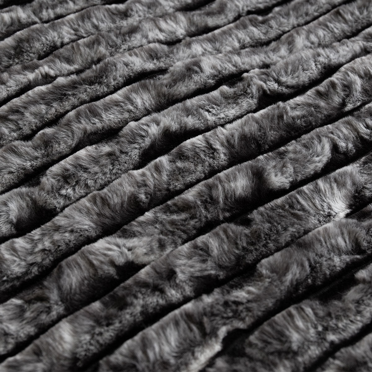 Ardor Cole Striped Faux-Fur Polyester Throw – Ash, 130 × 170 cm