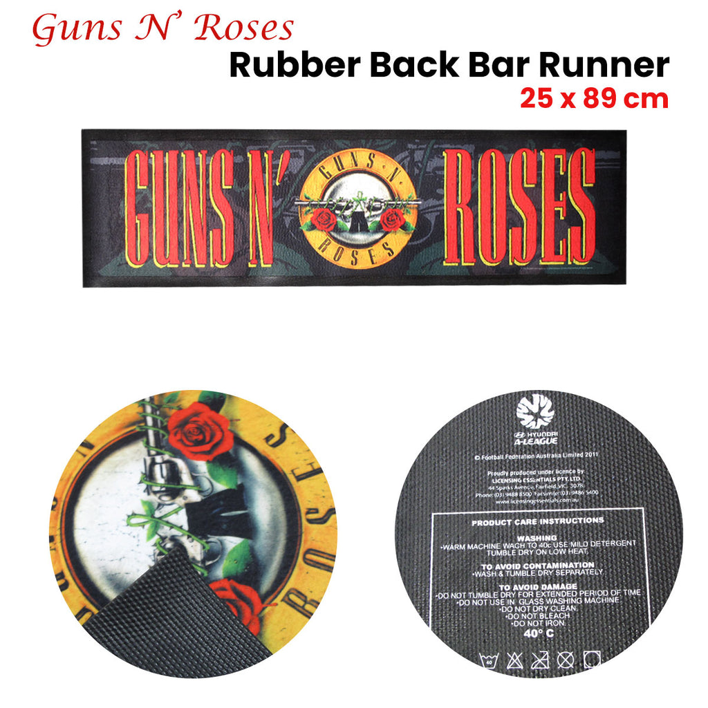 Guns N’ Roses Rubber-Back Bar Runner – 25 × 89cm