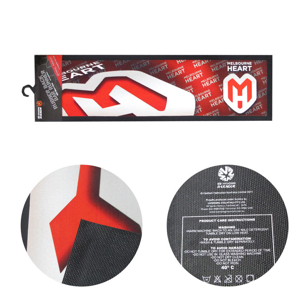 Melbourne Heart Rubber-Back Bar Runner – 25 × 89cm