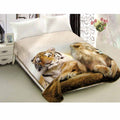800GSM Reversible Mink-Style Blanket – Lion & Tiger, Queen