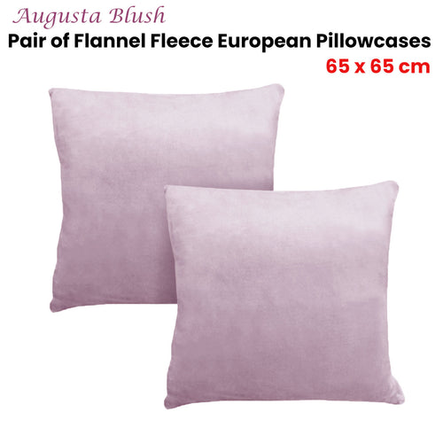 Alastairs Augusta Flannel-Fleece European Pillowcases, 2 Pack – Blush